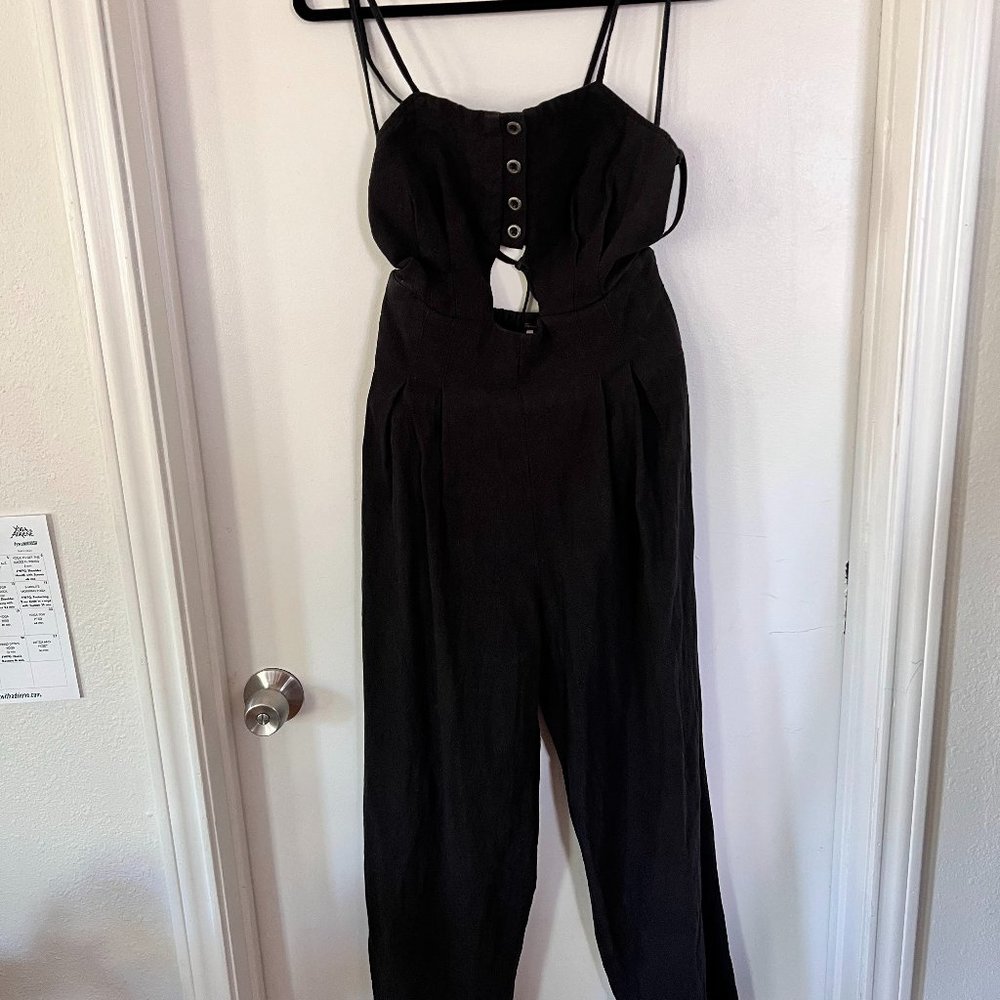 Free People Black Linen Jumpsuit